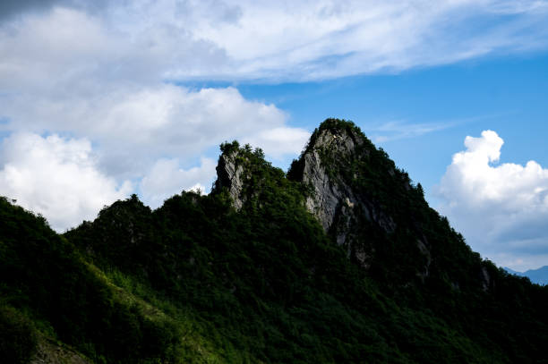 Charming Scenery of Mountains,White Cloud and Blue Sky