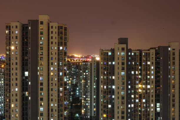 istock Night Scene of Chinese Modern Apartment 1020467444