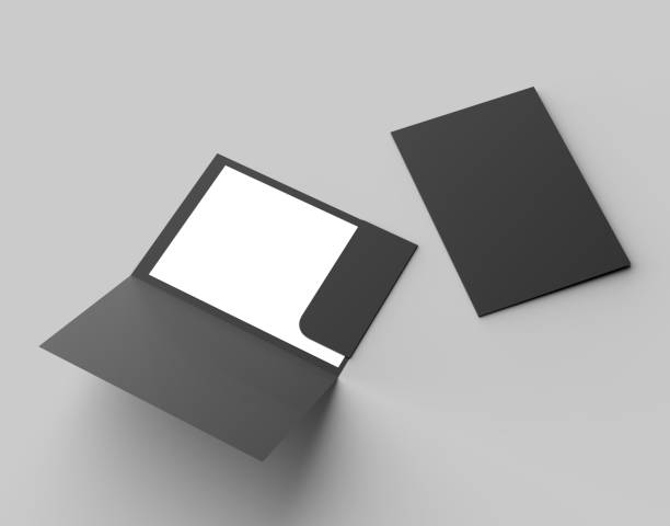 istock A4 size single pocket reinforced black folder mock up isolated on gray background. 3D illustration. 1020471824