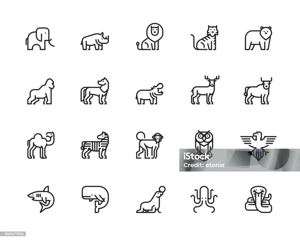 Iconos de animales - arte vectorial de Ícono libre de derechos