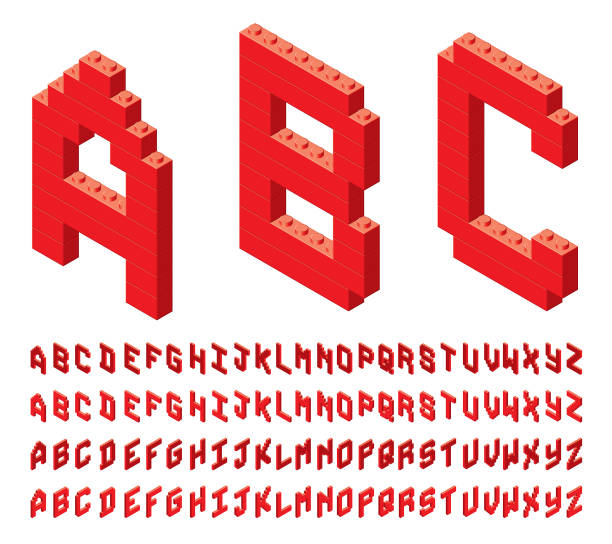 illustrations, cliparts, dessins animés et icônes de alphabet de brique jouet - alphabet brick construction toy