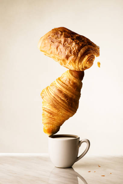 Croissant, pain au chocolat and coffee