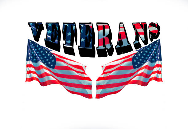 istock veterans with two usa flags on a white background 1020498488