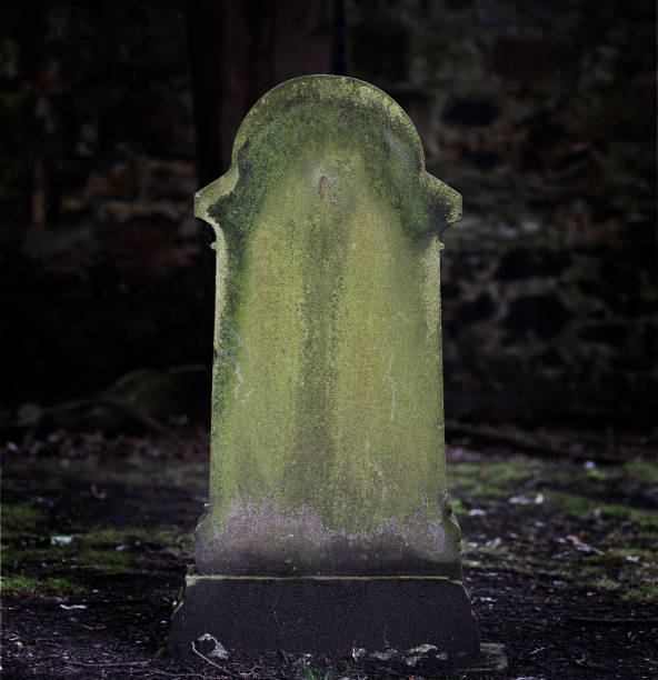Blank grave stone with dark background stock photo