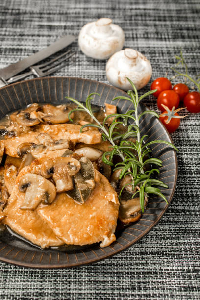 istock Braised pork chop with mushrooms. 1020509042