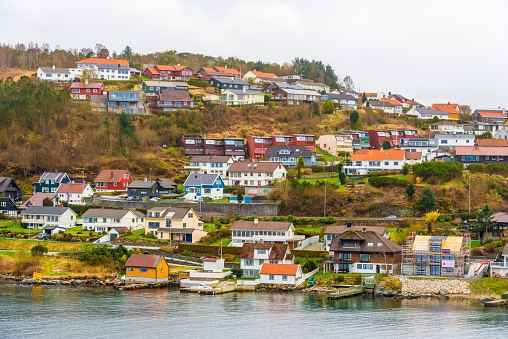 colorful houses in Oslo fjord - holiday homes or wooden houses - Norway