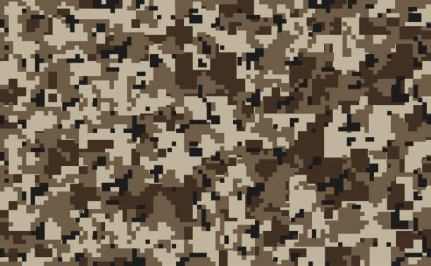 갈색 베이지색 픽셀 위장 완벽 한 패턴입니다. 현대 군사 camo 텍스처입니다. 사막의 보호 색입니다. 스톡 벡터 일러스트입니다. - backgrounds repetition sand desert stock illustrations