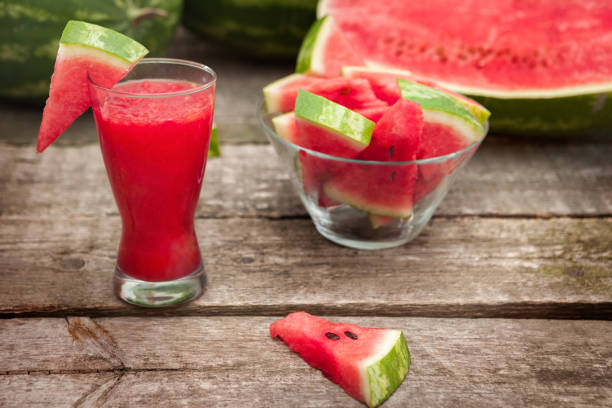 istock Watermelon juice with watermelon in bowl 1020522954