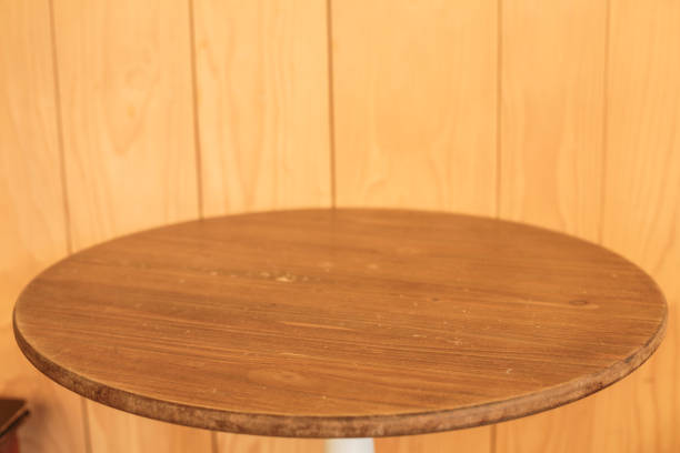 istock Wooden table on wood texture background in cafe. 1020539522