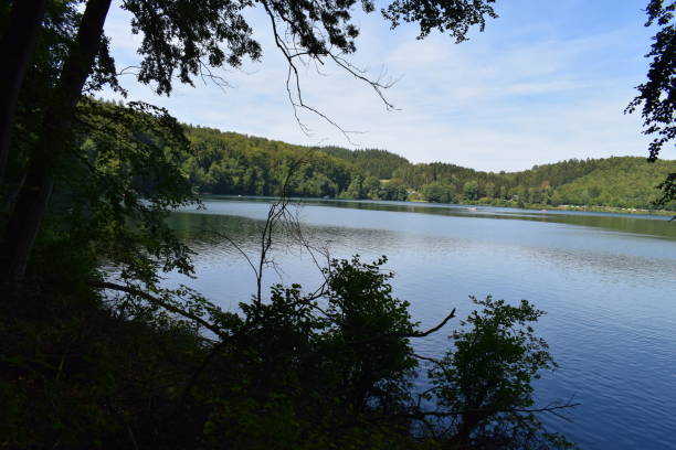 istock caldera lake ''Pulvermaar in Eifel region 1020555340