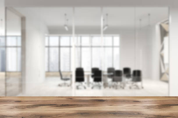 istock Star wall pattern glass office meeting room blur 1020562634
