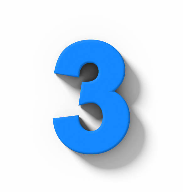 istock number 3 3D blue isolated on white with shadow - orthogonal projection 1020563884
