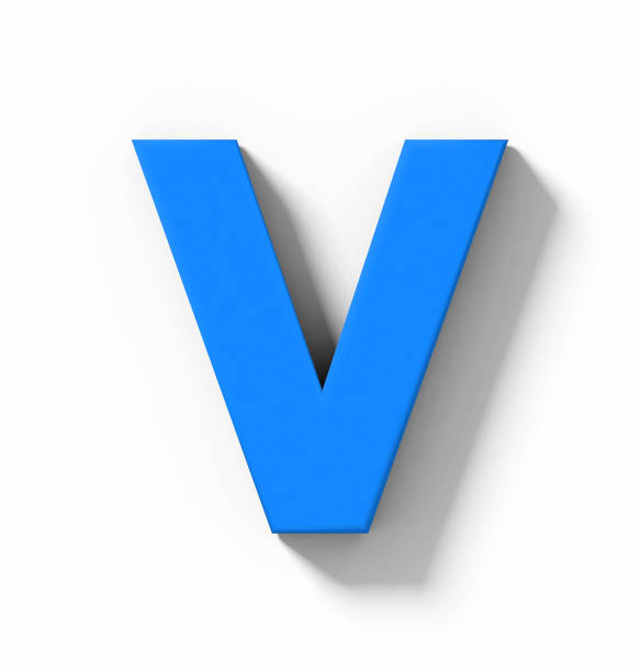 istock letter V 3D blue isolated on white with shadow - orthogonal projection 1020566116