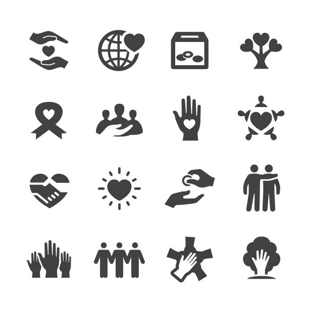 illustrazioni stock, clip art, cartoni animati e icone di tendenza di icone di beneficenza - serie acme - mano immagine