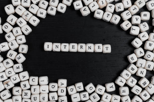 istock Word  on wooden cubes on a black wooden table with copy space 1020572682