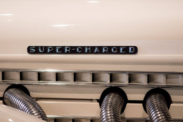 Barcelona, Spain - April 6, 2024: Old vintage car from the 1920s of the brand Packard parked on a street in Barcelona, Catalonia, Spain