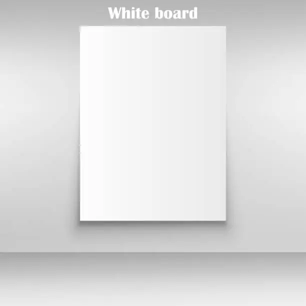 Vector illustration of White squared notebook paper on white background with shadow
