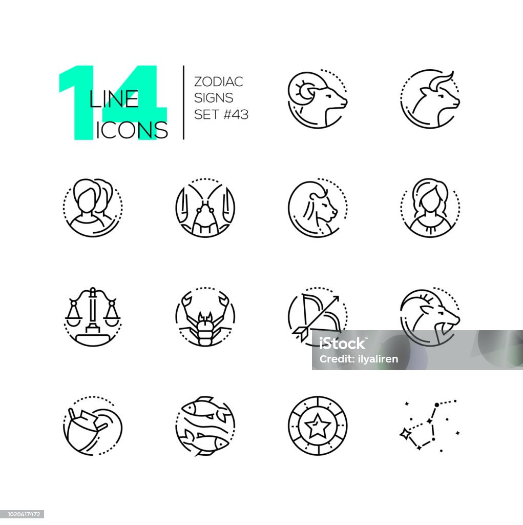 Zodiac signs - set of line design style icons Zodiac signs - set of line design style icons isolated on white background. Black pictograms with aries, taurus, gemini, cancer, leo, virgo, libra, scorpio, sagittarius, aquarius, pisces Big Dipper Astrology Sign stock vector