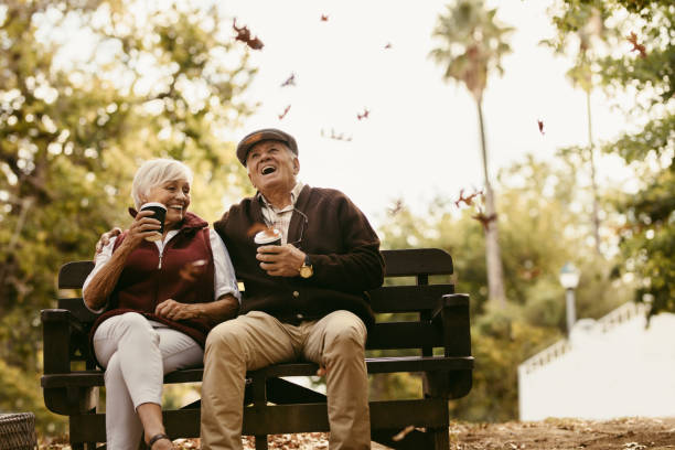 istock Elderly couple enjoying on picnic at park 1020641290