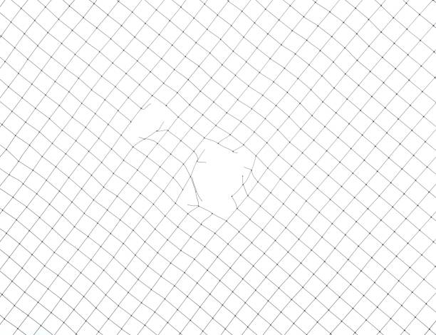 Mesh netting with hole isolated on white background stock photo