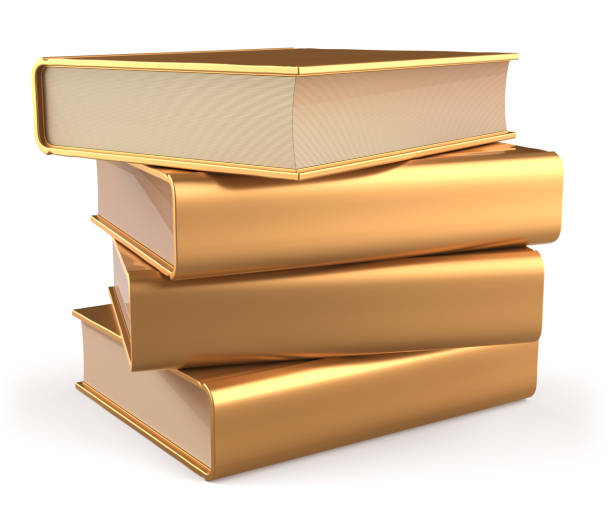 livros de ouro pilha de livros didáticos em branco literatura amarelo dourado ícone - book store paperback stack - fotografias e filmes do acervo