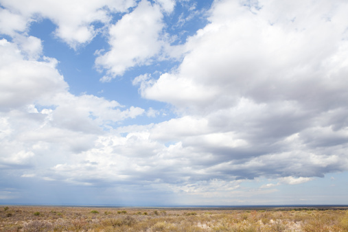 Rare Rain clouds over the dry Karoo - South Africa. Landscape view.