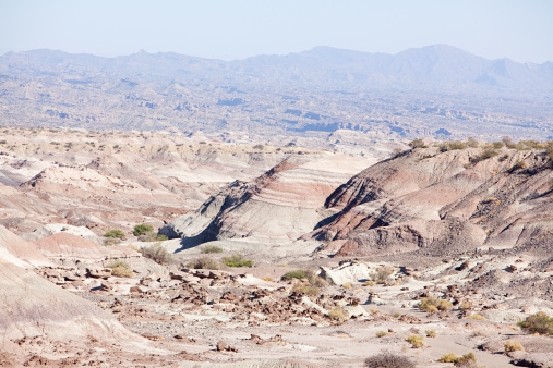 La Rumorosa, Baja California -- An overview of the pass in the mountain of La Rumorosa, in the northern state of Baja California, near the border with the US, and the depression of the Laguna Salada valley.