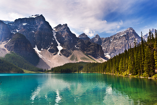 Lake Moraine in Banff National Park of Canada