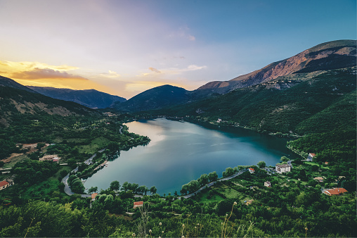 Lake of Scanno, Italy, is an very little tourism attraction for is heart shape
