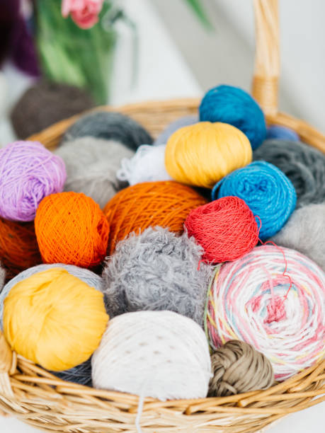 istock Basket with colorful yarn 1020761536