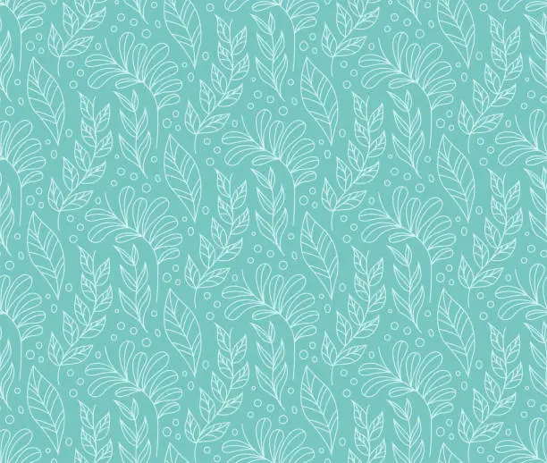 Vector illustration of Floral Stylish Seamless Pattern. Vector Leaf background. Fabric Ornament texture.