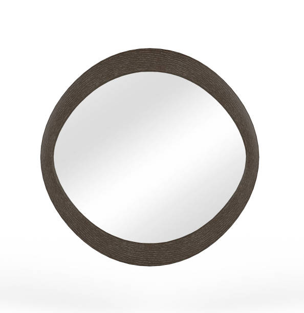 istock Round Dark Wood Wall Mirror 1020788282
