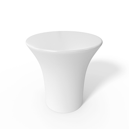 Modern round White cylinder shape Side Table isolated on a white studio background.