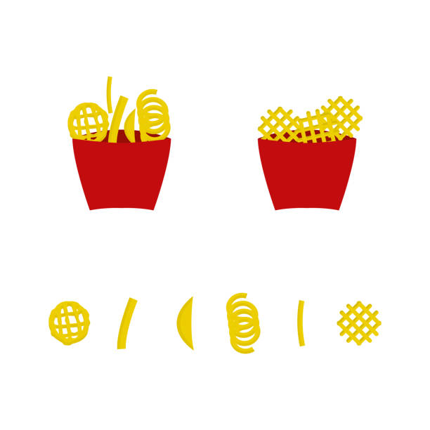 Frisian a set of fries icons curly fries stock illustrations