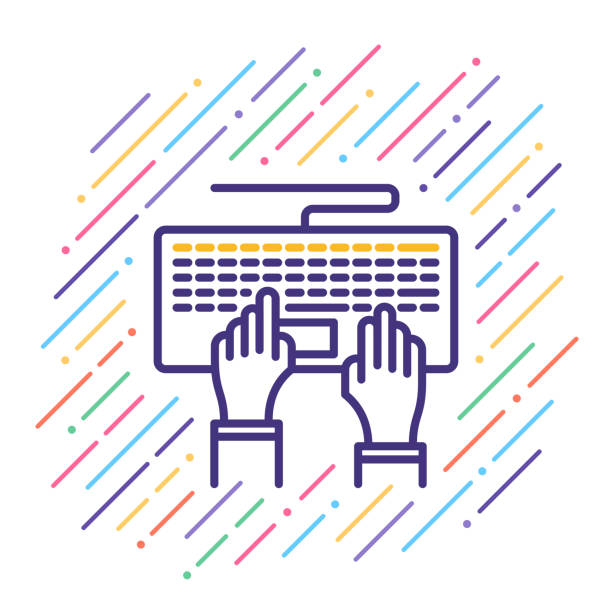 Typing Line Icon Line vector illustration of keyboard typing. typing on computer keyboard stock illustrations