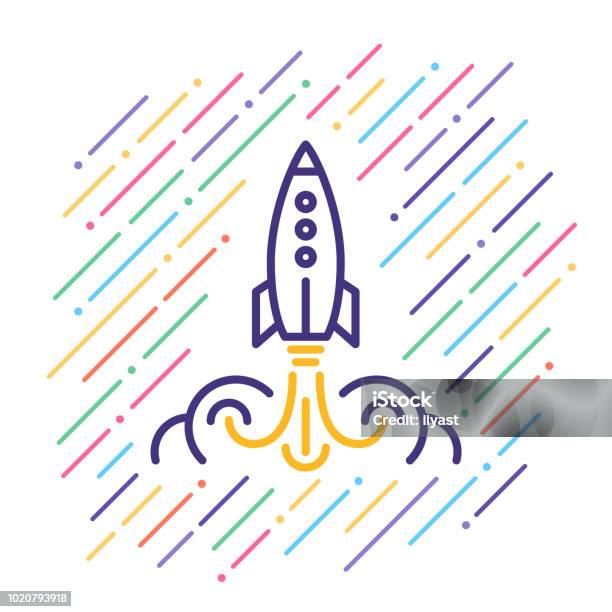 Rocket Launch Line Icon Stock Illustration - Download Image Now - Rocketship, Launch Event, Taking Off - Activity