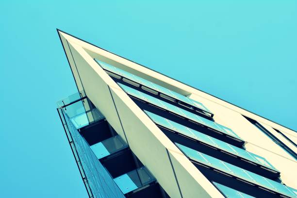 istock Modern apartment building exterior. Retro colors stylization 1020803678
