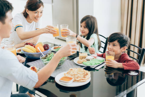 istock Happy family at breakfast 1020814114