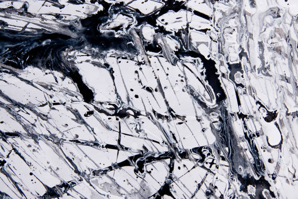istock Abstract expressionism pattern. Style of drip painting. Black and white paint. 1020831656