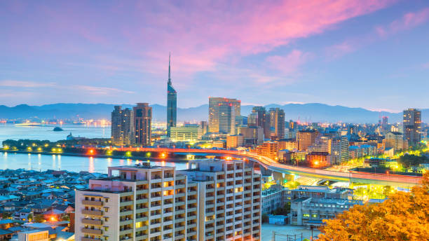 istock Fukuoka city skyline in Japan 1020832032