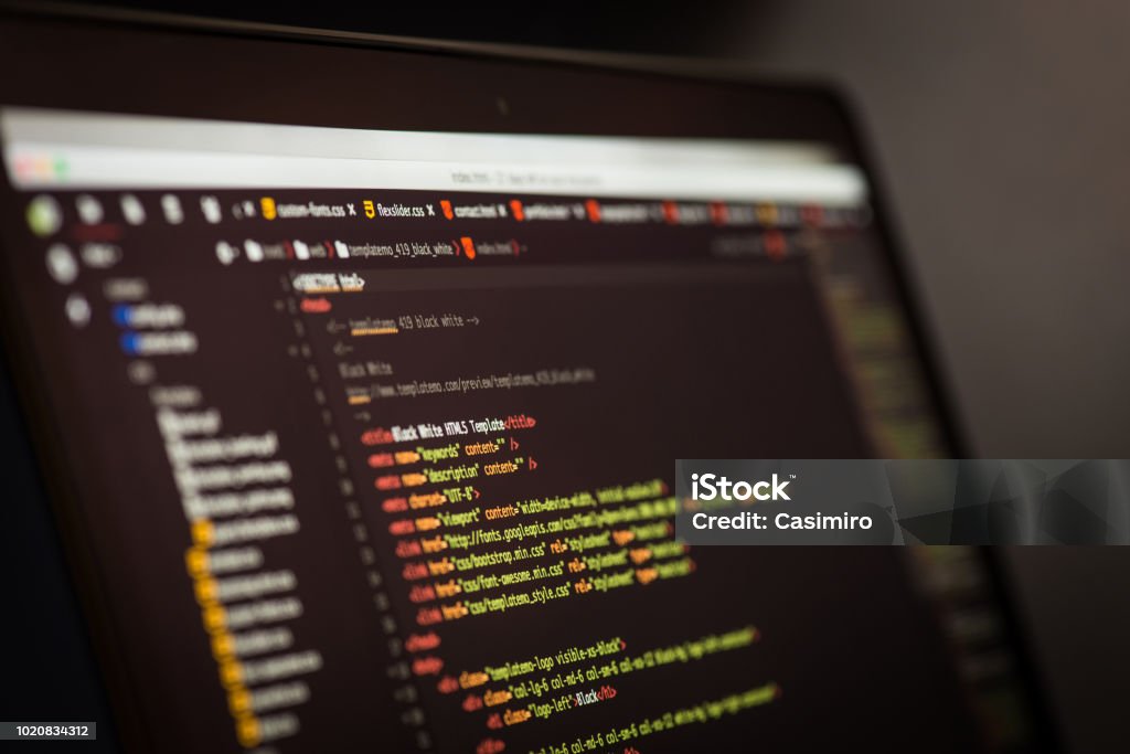 Html And Css Code Developing Screenshot Laptop Screen Stock Photo ...