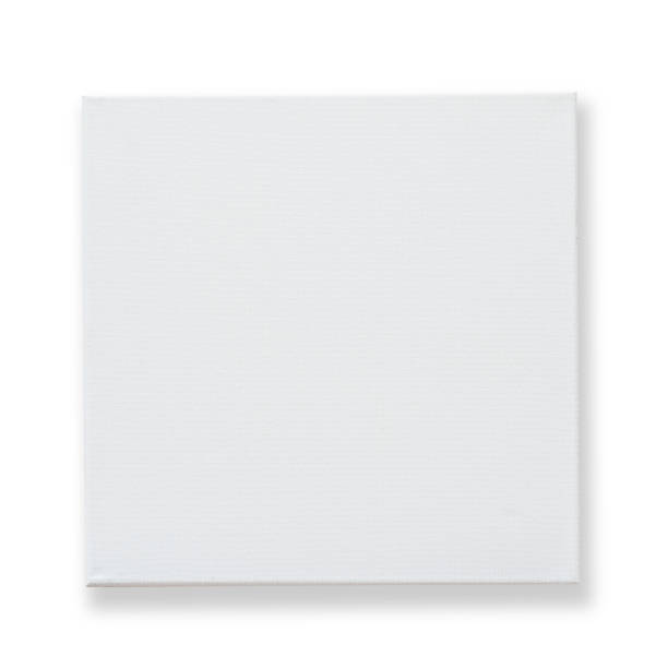 White blank canvas fabric texture square backdrop for oil painting isolated (clipping path)