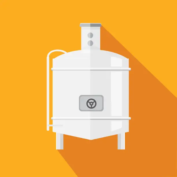 Vector illustration of Craft beer distiller still Flat Design themed Icon with shadow