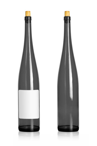 istock Wine bottles isolated on white background. Beverage container in long shape with blank label. ( Clipping path ) 1020937862