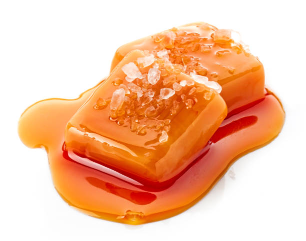 two pieces of melted caramel