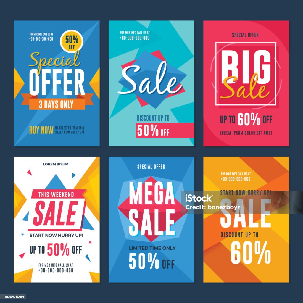 Collection of Sale and Discount Flyers Vector illustration for social media banners, flyer, poster and newsletter designs Sale stock vector