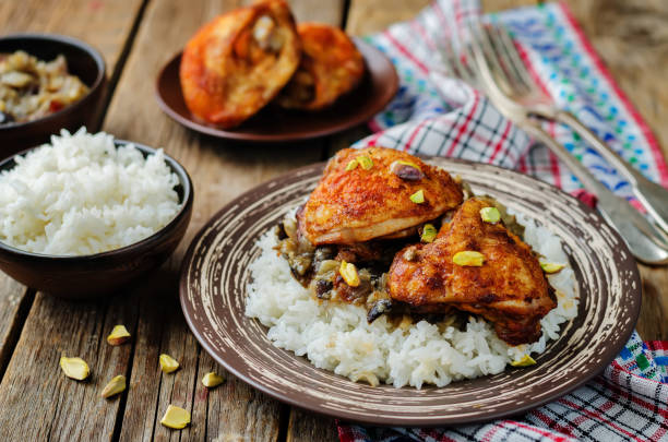 istock Moroccan spiced chicken with dates and aubergines 1020975388