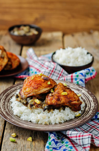 istock Moroccan spiced chicken with dates and aubergines 1020975390