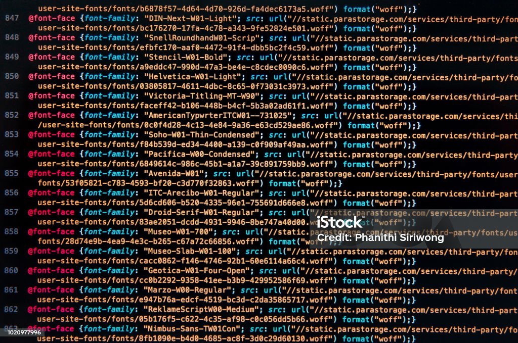 Desktop source code and Wallpaper by Computer language with coding and  programming. Stock Photo