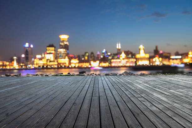 istock Wharf and city night scene 1020982080